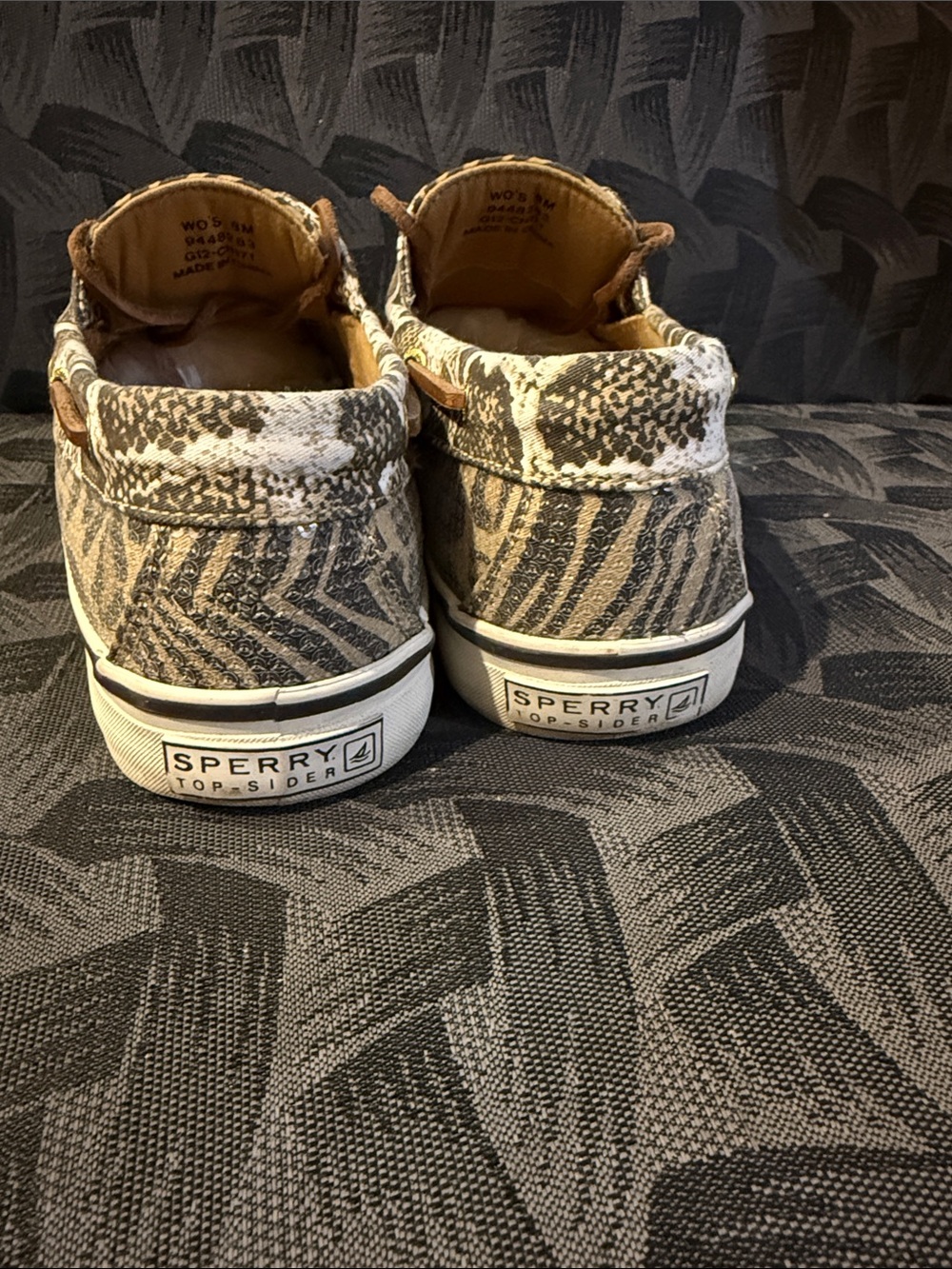Sperry Top-Sider Women’s Sequin Leopard Animal Print Boat Shoes Size 8 Brown Tan - Picture 5 of 7